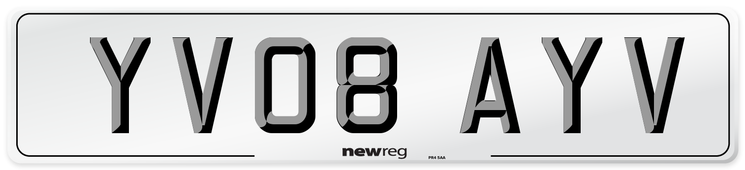 YV08 AYV Number Plate from New Reg
